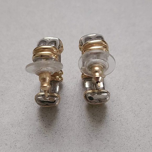 Gold & Silver Colored Thick Hoop Earrings - Picture 6 of 9